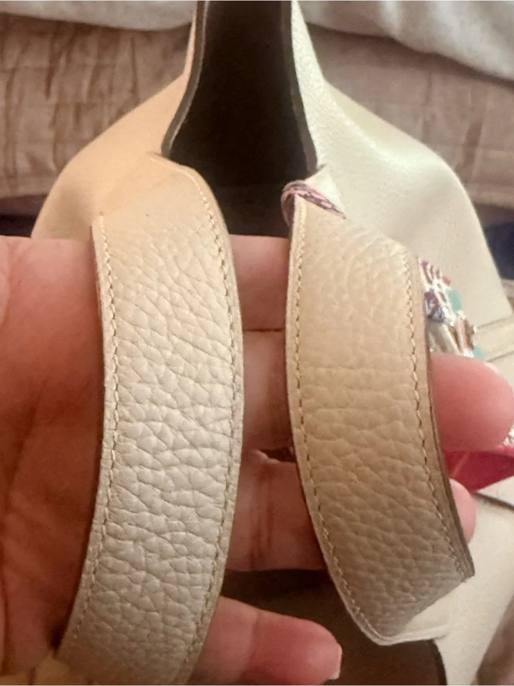 Leather bucket bag with charm